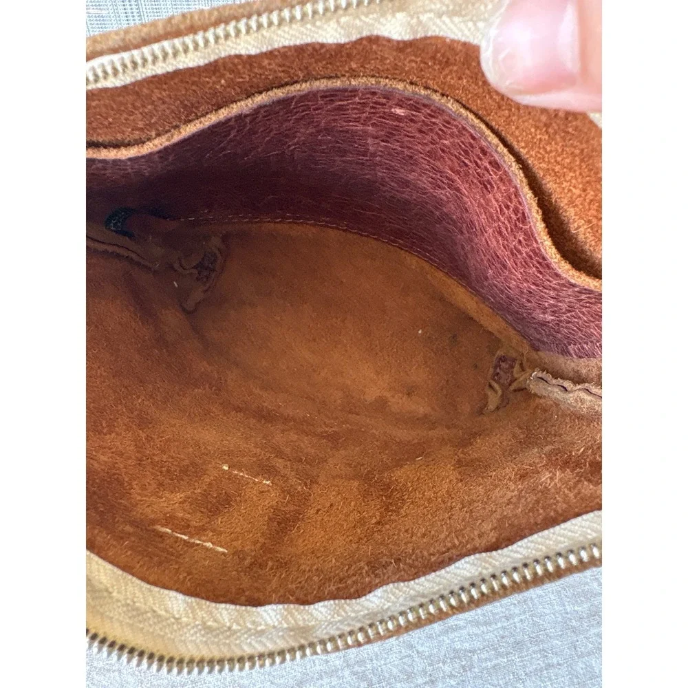 Portland Leather Goods Brown Leather Crossbody Bag Small Zip Top Cognac